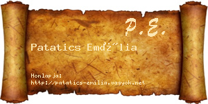 Patatics Emília névjegykártya